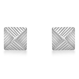 Carissima Gold Women's 9 ct White Gold 6 mm Ribbed Diamond Cut Detail Pyramid Stud Earrings