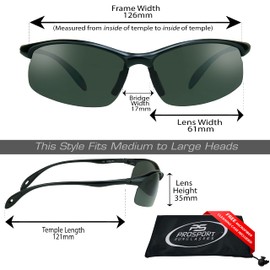 proSPORT Polarized Sunglass Men Women Light-Weight Semi-Rimless Frame Anti-Glare Smoke Lens