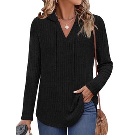 Womens Early Fall Fashion Clothing 2025 Sweatshirts School Outfits Teachers Long Sleeve Shirts for Women Anthropologie Sweaters Dress Cowboy Chic Hoodies Trendy Winter Plus Size Tops Black Large