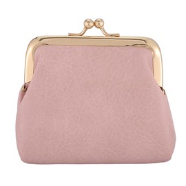 CREATCABIN Kiss Lock Coin Wallet 4.5x5 inch Pink PU Leather Small Change Purse with Clasp Closure Coin Organizer Portable Tiny Mini Wallet Key Holder for Storing Jewelry Keys Cash Cards Clutch Travel