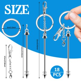 CXIIPOL 18 Pack Beadable Keychains Bars DIY Blank Beadable Keychains Metal Beaded Keychain Sliver Beads Keychain Making Kit for DIY Crafts Supplies Jewelry Making Gift