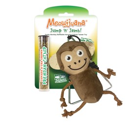 Meowijuana | Jump 'n' Jamb Funky Monkey Door Hanger Toy | Refillable Interactive Catnip Toy | Promotes Play and Cat Health | Includes Organic Catnip Grown in North America