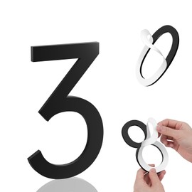 4 Inch House Numbers, Self-adhesive House Number Acrylic Modern House Numbers for Outside Black Mailbox Numbers Address Home Number for House Apartments Office Hotel Room Easy to Install (3)
