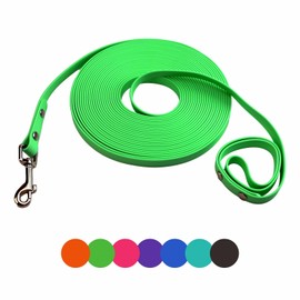 Dog Training Leash,Easy to Clean Waterproof Long Dog Leash, Heavy Duty Recall Dog Long Lead 6ft 10ft 15ft 30ft 50ft for Hiking,Yard, Beach and Swimming (Green, 16FT)