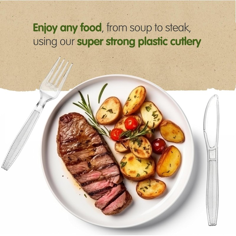 Signature Packaging - Re-usable Plastic Forks 100 Pack - Heavy