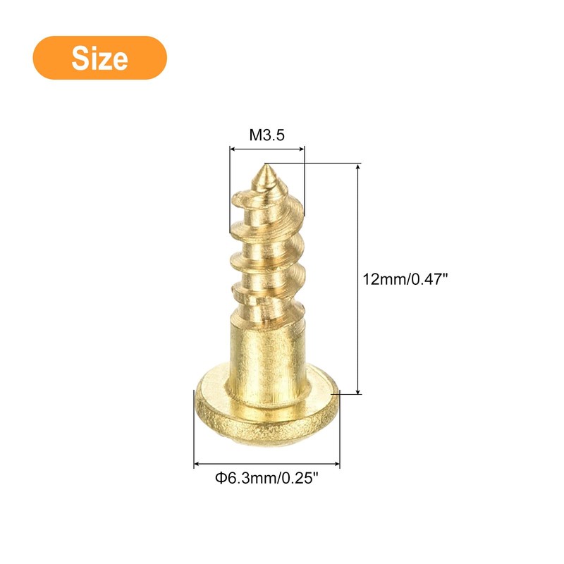 sourcing map Wood Screws M3.5 x 12mm Slotted Round Head