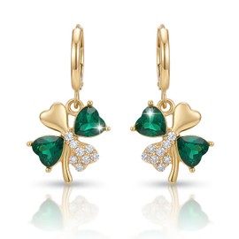 St Patricks Day Earrings for Women Irish Holiday Shamrock Clover Green Heart Hoop Earrings St. Patrick's Day Accessories Lucky Four Leaf Dangle Earring Decorations Good Luck Jewelry Gift