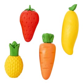eron Pack of 4 Fruit Straders Funny Cute Creative Pineapple/Mango/Strawberry/Carrot Eraser Stationery School Office Supplies Children's Birthday Party Favours