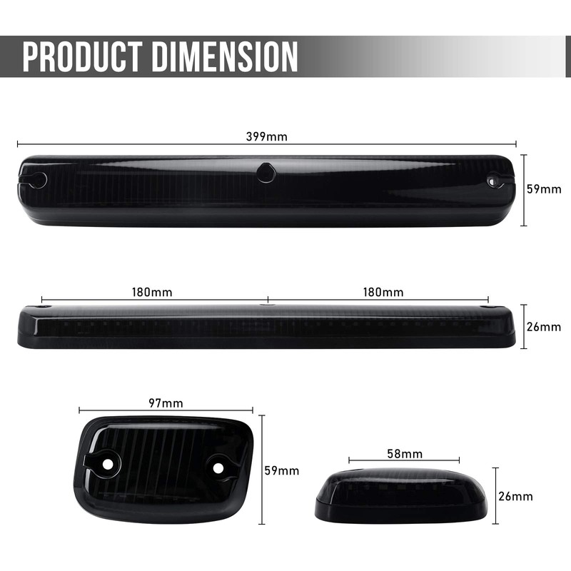 OPP ULITE Silverado Cab Lights Amber 30 Led, Smoke Cover