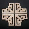 4pcs Wood Carved Mouldings Corner Onlay Applique Furniture Craft Unpainted