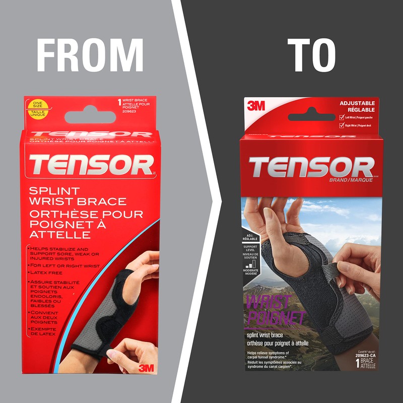 Tensor Splint Wrist Brace, Black, One-Size