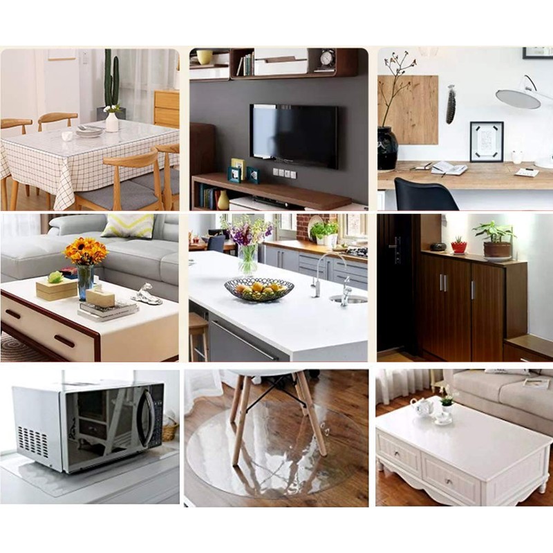 NECAUX 14 Inch Round Clear Table Cover Protector, 2mm Thick