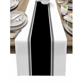 Futuregrace Black and White Stripes Table Runners, Farmhouse Table Runner Dresser Scarves 72 inches Long,Modern Decortaive Table Runner Cover for Dining Coffee Table Holiday Party Wedding