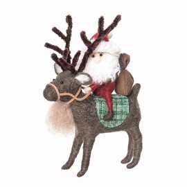 GALLERIE II Santa with Reindeer Figurine Brown