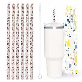 40oz Replacement Straws 6 Pack | 40oz Tumbler Leopard Straws, Cheetah Straws, Iced Coffee Straws, 12 Inches Extra Long Straws, Leopard Drinking Straws, Reusable Straws
