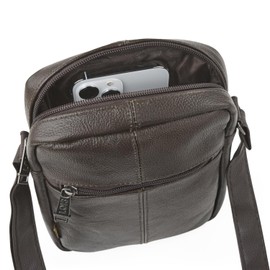 Lois - Men's Leather Shoulder Bag - Shoulder Bag Men's Leather with Adjustable Strap - Shoulder Bag Men's Small Made from High-Quality Materials, brown, Unit size