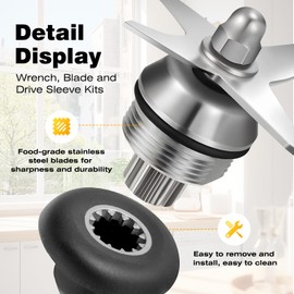 Blender Replacement Wet Blade Kit (4-Piece) - Compatible with Vitamix 5200 Series 32 oz & 64 oz Containers - Includes Drive Socket, Nut Wrench & Repair Tools for Blender Mixer