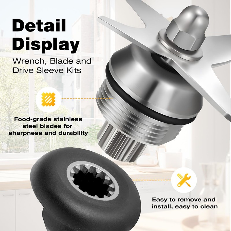 Blender Replacement Wet Blade Kit (4-Piece) - Compatible with Vitamix