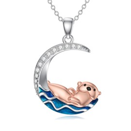 YFN Otter Gifts Sterling Silver Sea Otter Necklace Otter Jewelry For Women Girls Otter Gifts For Otter Lovers Kids