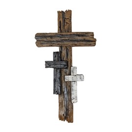 Rustic Multi-Layered Decorative Large Wall Cross 15.6" Tall – Faux Weathered Wood Look Design – Spiritual Religious Wall Décor for Living Room, Office, Church, or Entryway – Vintage-Inspired Home Art – Ideal for Housewarming or Holiday Gift