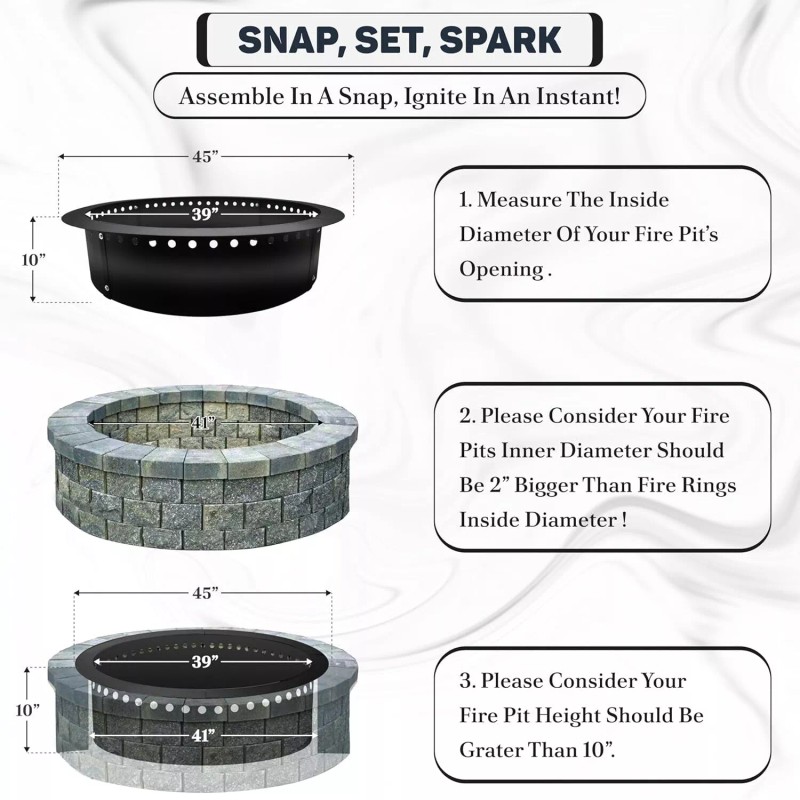 FEBTECH Smokeless Firepit Ring 45" OD & 39" ID for