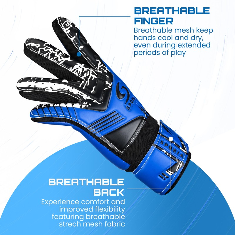 SPORIA Youth Goalie Gloves (Fluo Blue, 5)