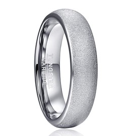 TUNGSTORY Tungsten Ring for Men and Women, 8 mm/6 mm/4 mm, Simple Engagement Ring, Sandblast, Partner Rings, Curved, Size 49 (15.6) - 67 (21.3), Tungsten Carbide