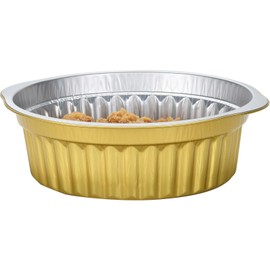 10 inch Gold Aluminum Foil Round Pans, Chafing Dish, Heavy Duty, Microwave & Oven Safe,BBQ Food Grade Baking Pan 10 pack | containers, pans | double thickening