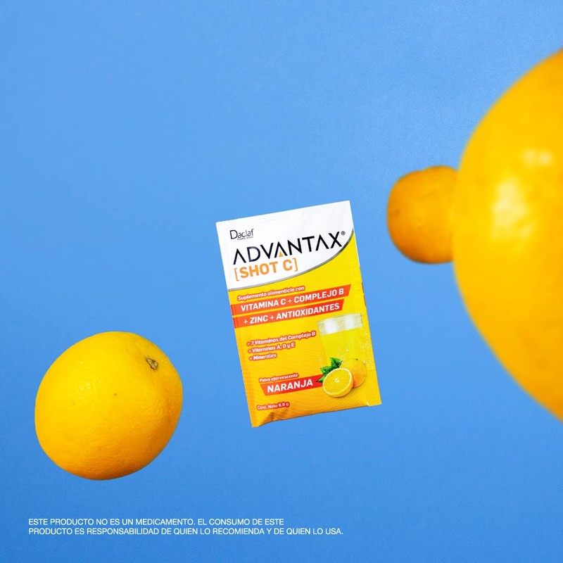 ADVANTAX SHOT C Vitaminas Complejo B Antioxidantes Zinc Sabor Naranja