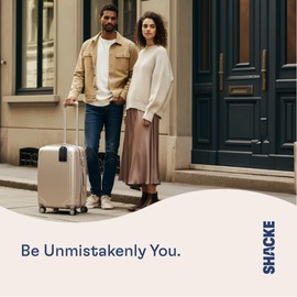 Shacke Large Luggage Tags (2pcs) with Privacy Cover and Steel Loops (Black/Black)