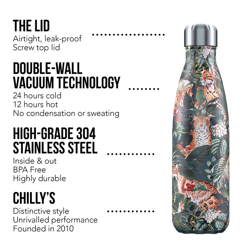 Chilly's Unisex Adult Tropical Collection Water Bottle, Green, 500 ml