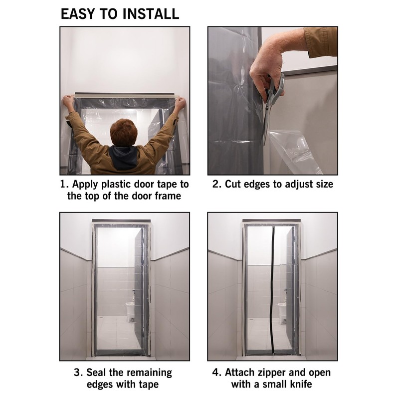 ROLLINGDOG Zip Door Dust Barrier - Plastic Door Cover for