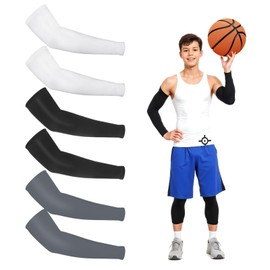 3 Pairs Arm Sleeves for Kids Youth Arm Sleeves Breathable Kids Arm Sleeves Elastic UV Sun Protection Arm Sleeves for Boys Girls Compression Sleeves for Baseball Football Volleyball Basketball