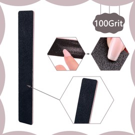 LNAUJS 10 Pack 100/180 Grit Nail Files, Black Professional Reusable Emery Boards Manicure Tool for Acrylic Nails, Nail Buffering Files, Rectangle Shape