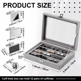 Quelay 12 Pair Mens Cufflinks Set with Display Jewelry Case Men’s Jewelry Suit Accessories for Wedding Business Gift Shirts Tuxedo