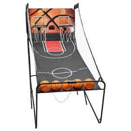 HinLIaDa Foldable Basketball Arcade Game, 8 Game Options Double Shot 2Player w/ 5 Balls Inflation Pump and LED Scoring System Indoor Basketball Game for Kids, Adults