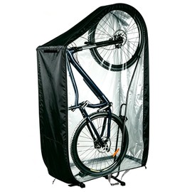 Vertical Bike Rack Cover for Single Bicycle – 420D Tear Resistant Waterproof Outdoor Cover, Freestanding Bike Storage Protector for City Mountain Electric Tandem Bikes, Anti UV Rain Snow Dust
