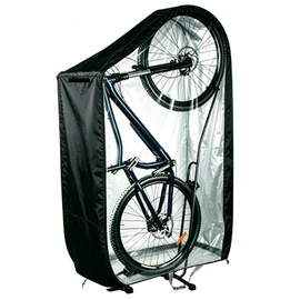 Vertical Bike Rack Cover for Single Bicycle – 420D Tear Resistant Waterproof Outdoor Cover, Freestanding Bike Storage Protector for City Mountain Electric Tandem Bikes, Anti UV Rain Snow Dust