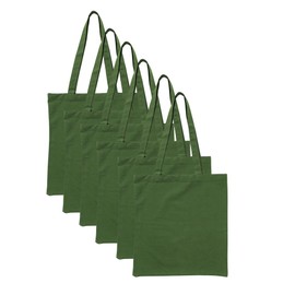 Popular Handicrafts 12 Pack Economical 14"x15" Cotton Tote Bag Lightweight Reusable Grocery Shopping Cloth Bags, Hunter Green, 14"W x 15"H