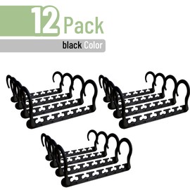 Mr. Pen- Space Saving Hangers for Clothes, 12 pcs, Black, Plastic Multi Clothes Hangers Space Saving, 6 Slots, 360° Rotating Hooks