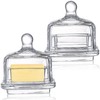 Dicunoy 2 Pack Glass Butter Dishes with Lids, Mini Butter