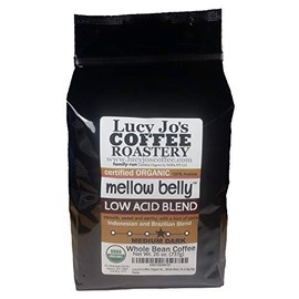 Lucy Jo's Coffee, Organic Mellow Belly Low Acid Blend, Medium Dark Roast, Whole Bean, 11 oz (26 OZ)