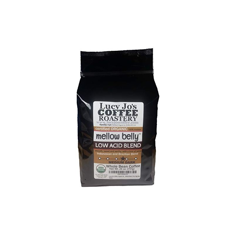 Lucy Jo's Coffee, Organic Mellow Belly Low Acid Blend, Medium