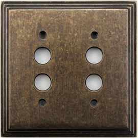 Classic Accents Deco Aged Antique Brass 2 Gang Push Button Light Switch Wall Plate