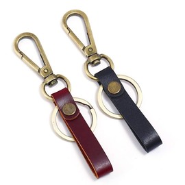 CHROME CRANE Leather Cowhide Leather Cord Key Ring Charm Keychain Belt WB066 (02. Brown)