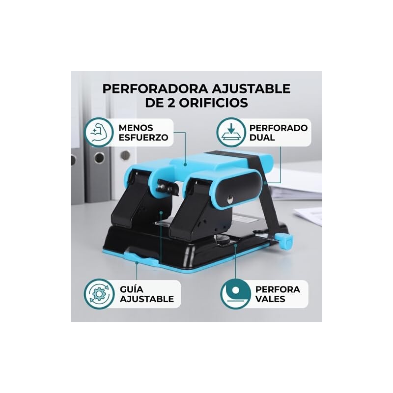 GLOGLOW Perforadora de 2 Orificios, Capacidad de 70 Hojas, para