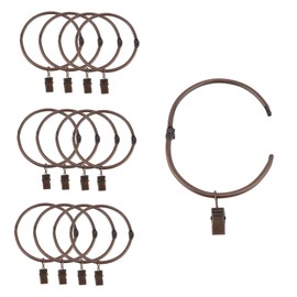 Suneration - Paquete de 12 anillos de cortina con clips de metal para colgar anillos de 7.6 cm de diámetro interior, a prueba de óxido, para cortinas decorativas clásico, resistentes y decorativas, varillas de cortina color rojo pátina