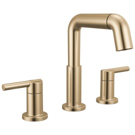 Delta Faucet Nicoli Pull-Down Widespread Bathroom Faucet, Gold Bathroom Sink Faucet, Bathroom Faucet with Pull Out Sprayer, 3-Hole Bathroom Faucet, Champagne Bronze 35849LF-CZPD