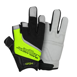 AOOWU Fingerless Work Gloves, Utility Mechanic Gloves, Open-Finger Carpenters Gloves, Half Finger Working Gloves, High Performance Glove, Mechanic Anti Slip Safety Gloves, Black, L