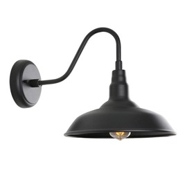GOALPLUS Black Gooseneck Barn Light for Farmhouse 10 Inch Dome Exterior Lights Fixture with Wall Mount, Outdoor Wall Sconce for Garage Porch Patio